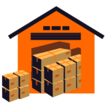 Warehouse filled with stacked cardboard boxes, representing secure storage solutions in China.
