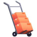 Hand trolley loaded with three shipping boxes, representing efficient and low-cost shipping arrangement for china sourcing service.