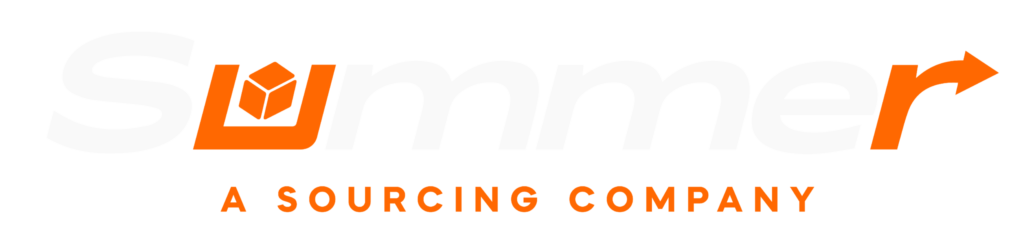 SummerTech China Sourcing Company white logo with orange box and tagline