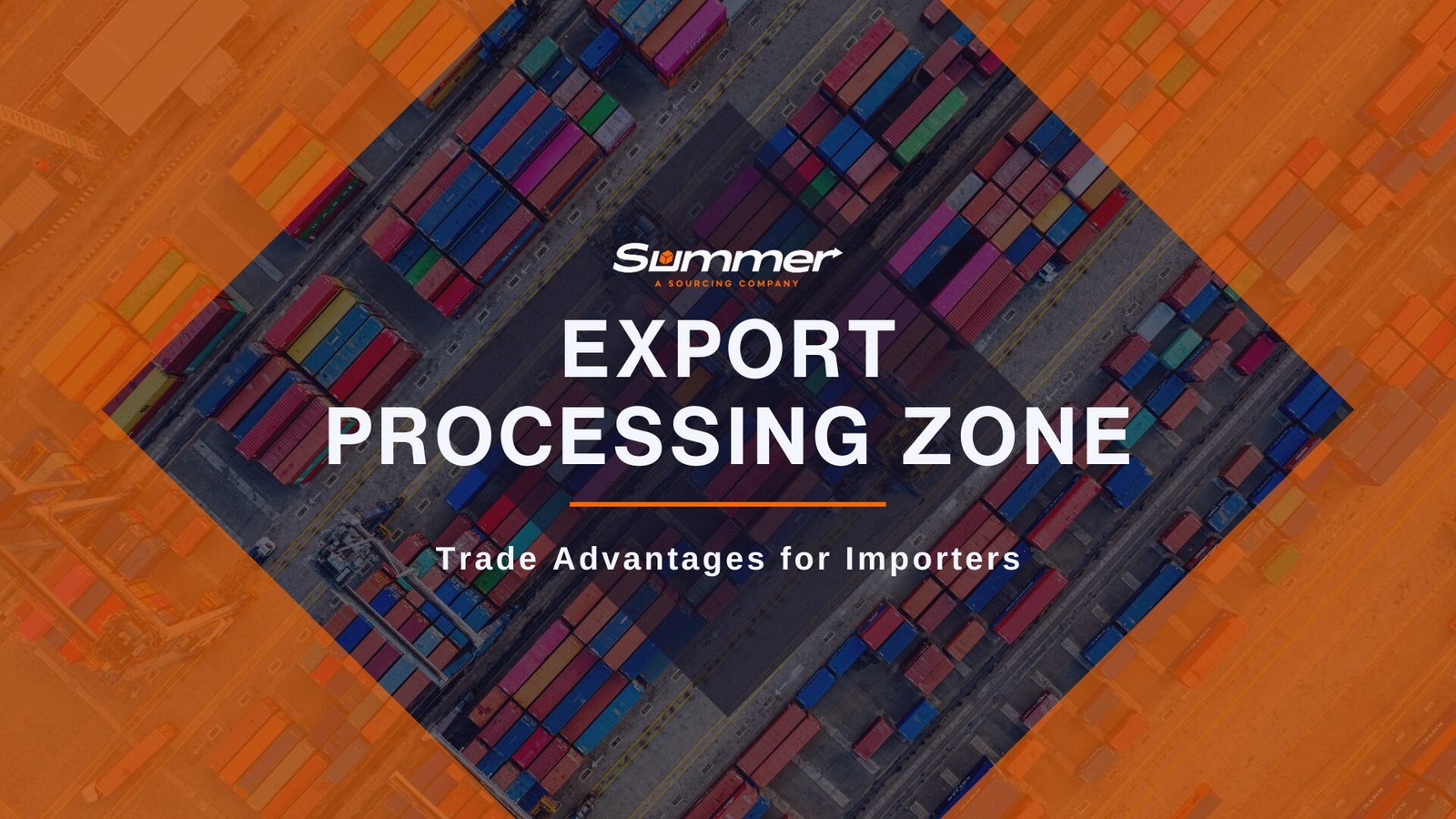 Aerial view of colorful shipping containers at export processing zone port facility demonstrating international trade logistics and EPZ infrastructure advantages for importers