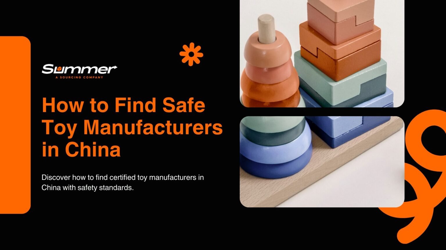 Colorful wooden toy blocks and stacking rings showcasing safe toy manufacturing standards for certified toy manufacturers in China