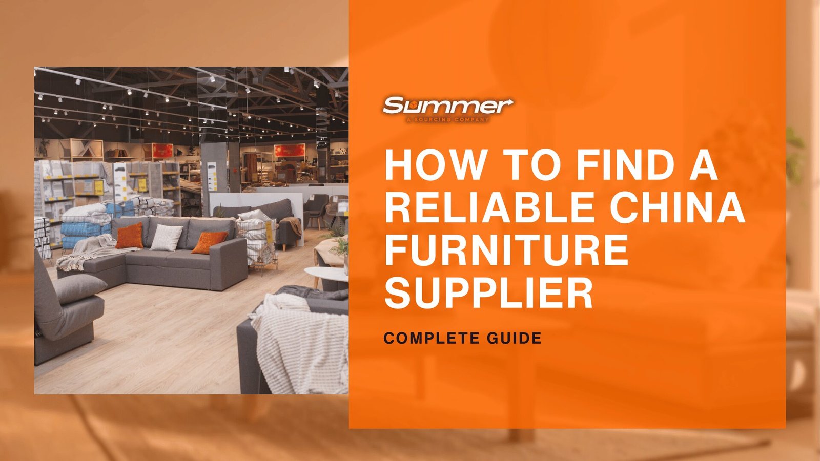 Modern furniture showroom displaying sofas and home furnishings from China furniture supplier with complete product selection